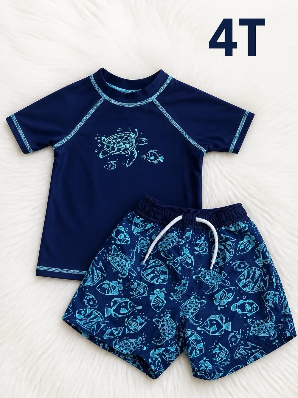 Floatimini Boys Swim Set – Rash Guard & Trunks (4T, Excellent Condition)